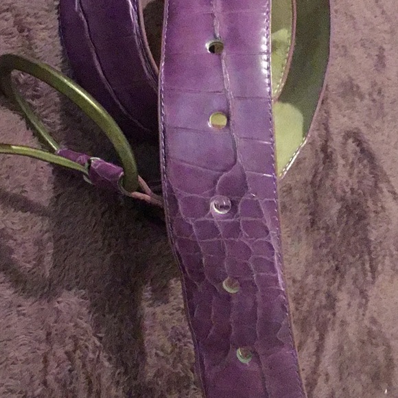 Suzanne Summers Wide Genuine Leather Purple Cured Belt, M/L-45” - Picture 10 of 16